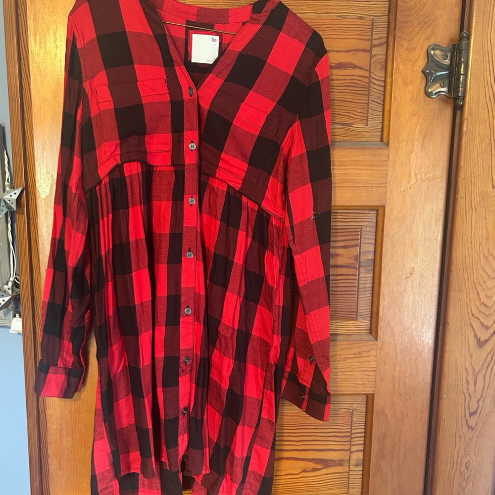 SO Red and Black Plaid Shirt